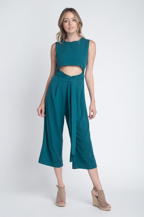 Sleeveless Tie Jumpsuit with Slit